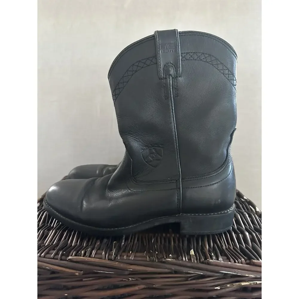 ARIAT‎ Boots Mens Heritage Roper Western Cowboy Boots Black Leather Size 9.5